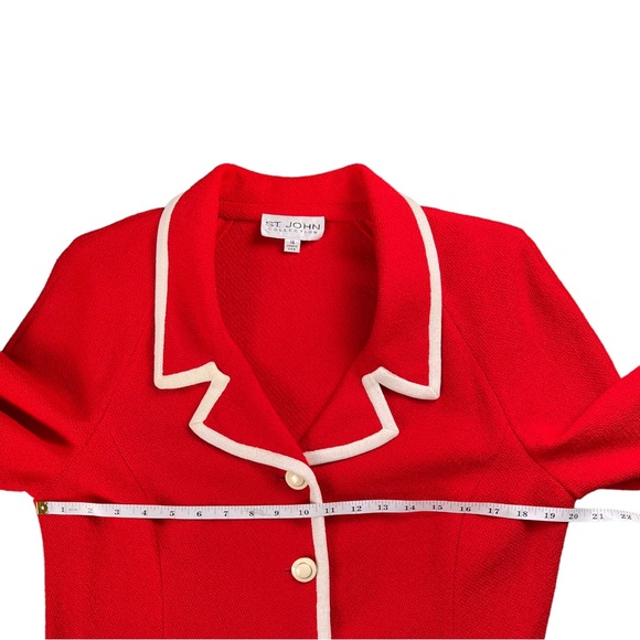St. John Collection Red Santana Knit Button Front Blazer 
Jacket Pants Suit - Picture 6 of 17